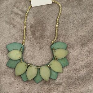 Succulent Leaves Green and Gold Necklace